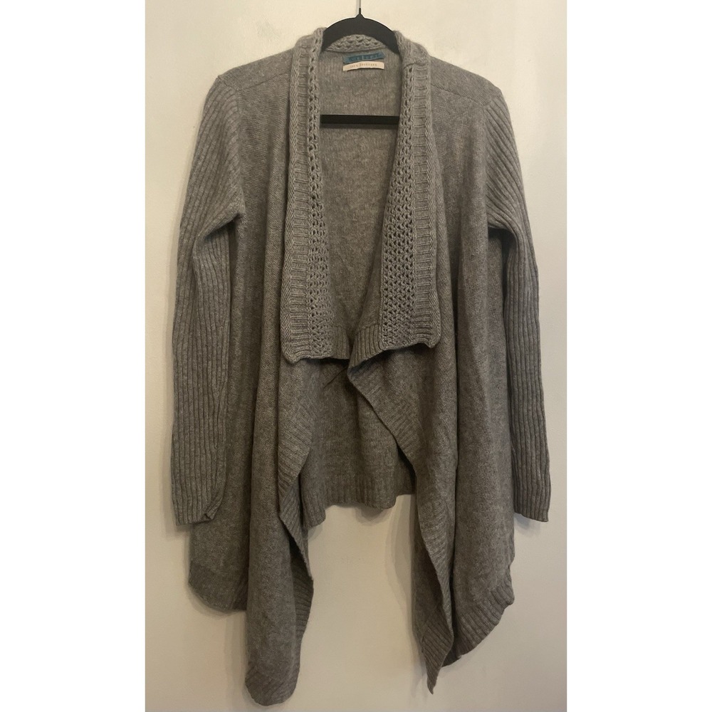 Anthropologie Velvet 100% Cashmere Cardigan Gray Sweater Womens Size Large